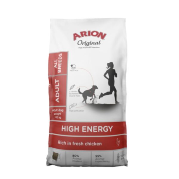 Arion Original Adult HIGH ENERGY Kana – aktiivisen koiran täysravinto 12kg