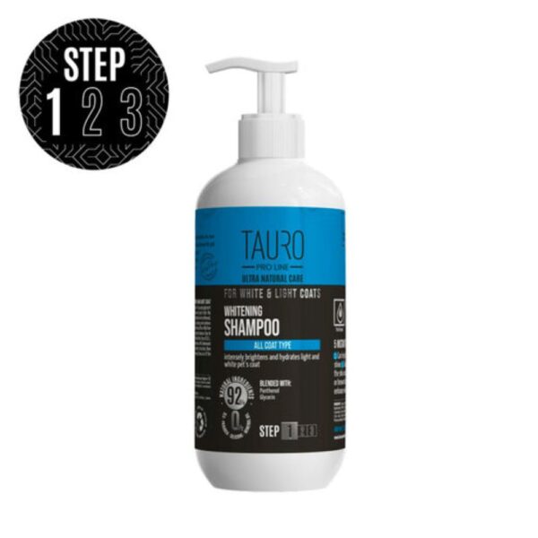 Tauro Pro Line, Whitening shampoo, valkoiselle ja vaalealle turkille 400ml