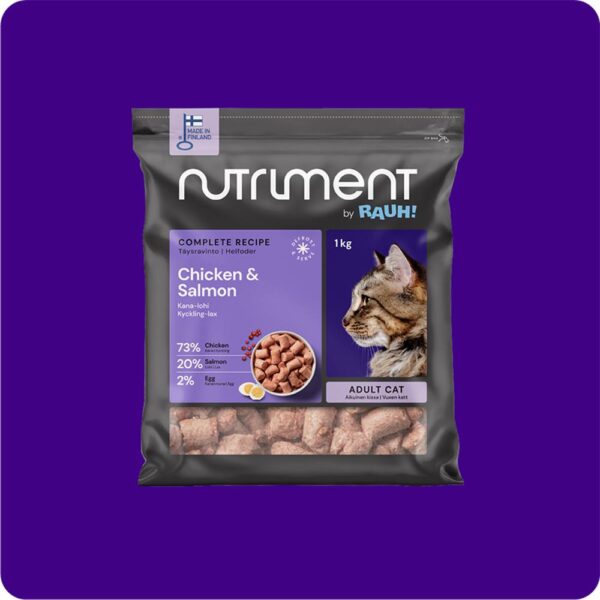 Nutriment by Rash, kana-lohi 1kg raaka täysravinto kissoille