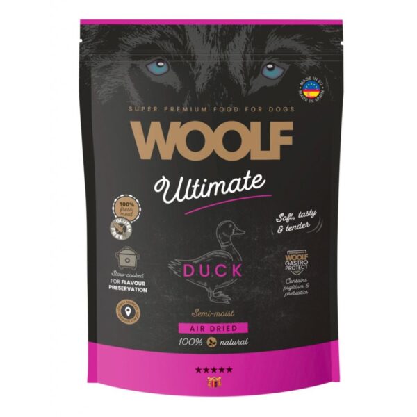 Woolf Ultimate ankka 1kg – puolikostea täysravinto aikuisille koirille