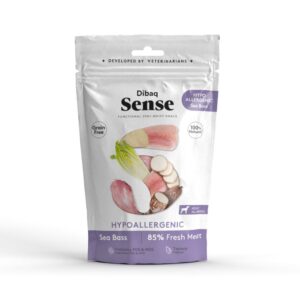 Dibaq Sense hypoallergenic semi-moist snack koirille, meriahven 100 g