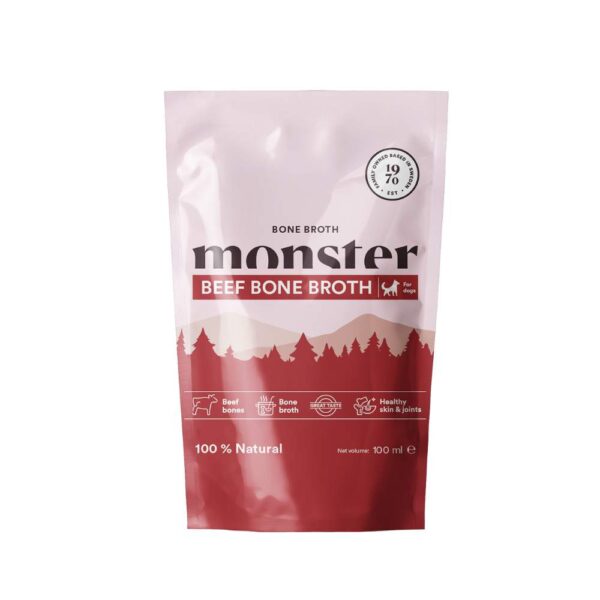 Monster Dog Bone Broth Beef, naudan luuliemi koirille ja kissoille