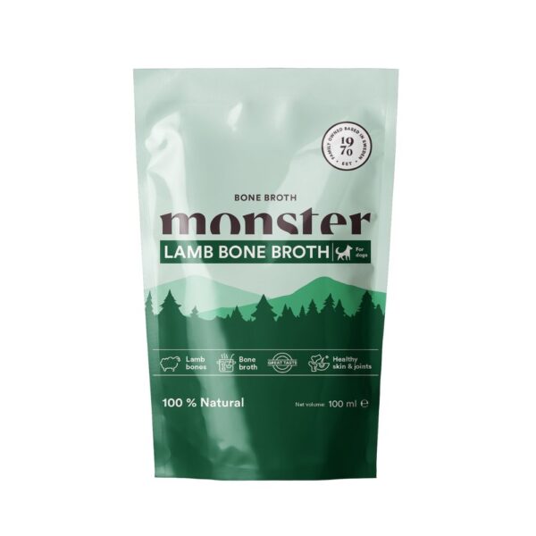 Monster Dog Bone Broth Lamb, lampaan luuliemi koirille ja kissoille - Image 2