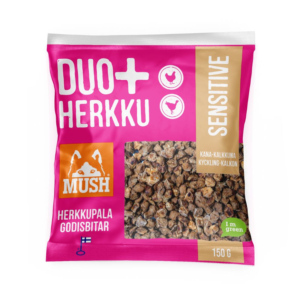 MUSH DUO+ Herkku sensitive 150g, kana-kalkkuna