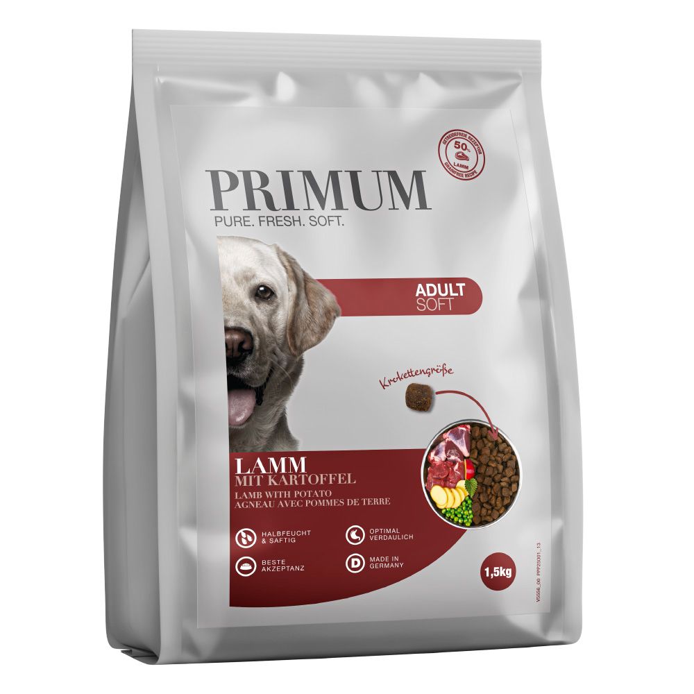 Primum Soft Adult Lammas & Peruna – puolikostea viljaton kuivaruoka koiralle 1,5 kg