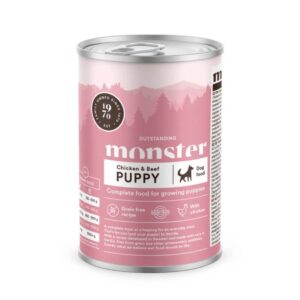 Monster Puppy chicken & beef, säilykeruoka pennuille 400g