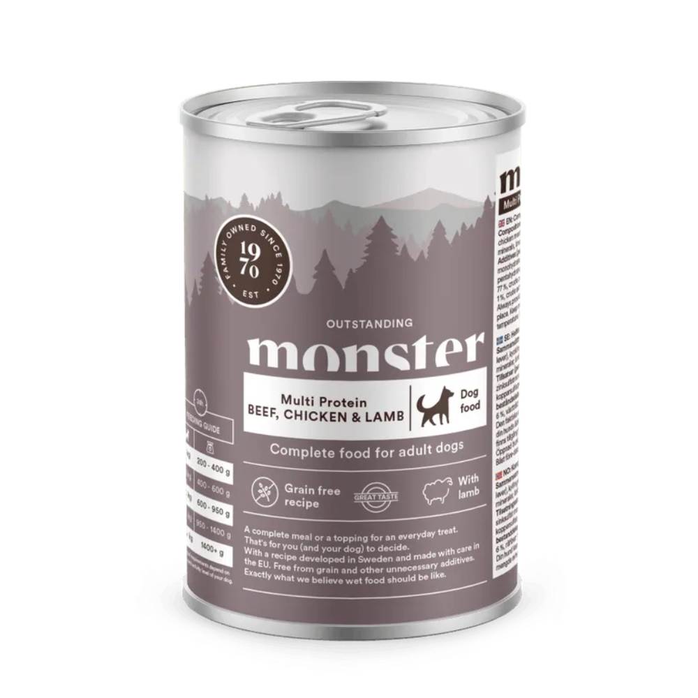 Monster Dog Multi Protein Beef, Chicken & Lamb -säilykeruoka 400g