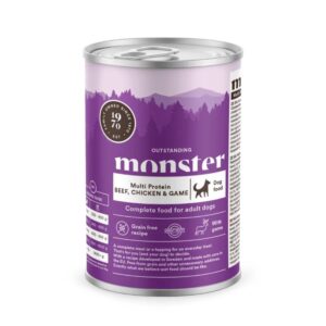 Monster Dog Multi Protein Beef, Chicken & Game, säilykeruoka 400g